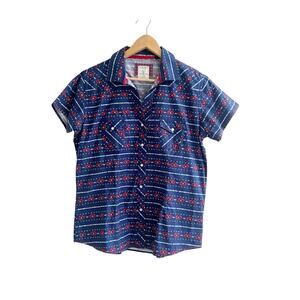 Rough Stock Panhandle Men’s Western Shirt Short Sleeve Aztec Print Size Large